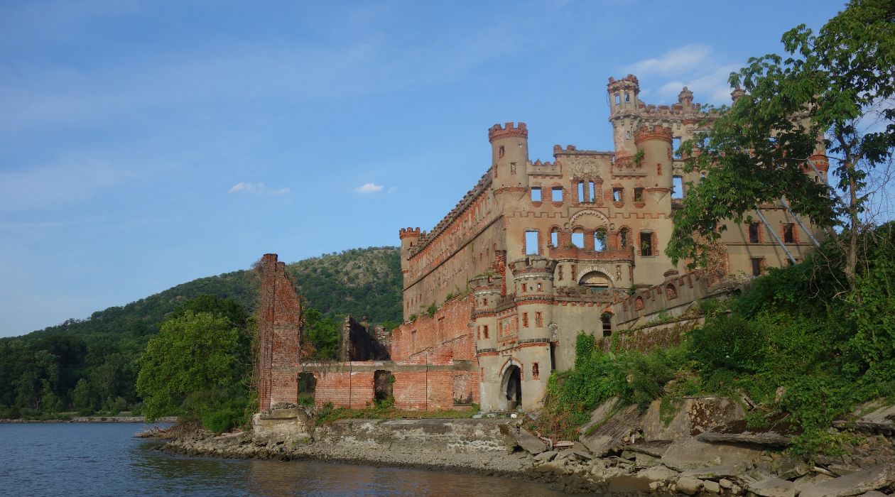 A view from the Hudson River of Bannerman Castle on Pollepel Island, Beacon